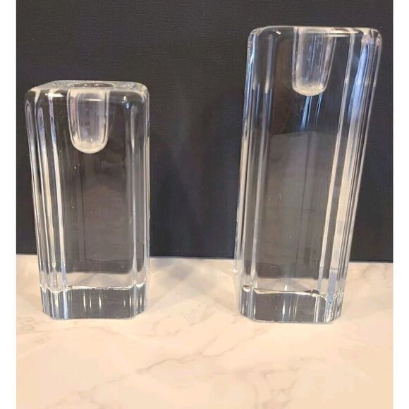 Kosta Boda Anna Ehrner Candleholders Swedish crystal Pillar Set Number Signed - Picture 2 of 11